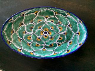 Talavera Mexican Pottery Oval Platter 14.  75” Hand Painted