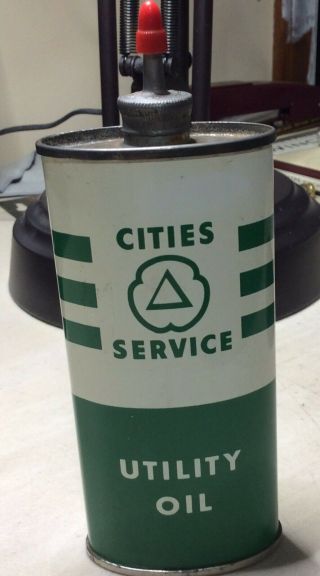Vintage Cities Service Utility Oil Can Handy Oiler Lead Top Nos Full No Dents.