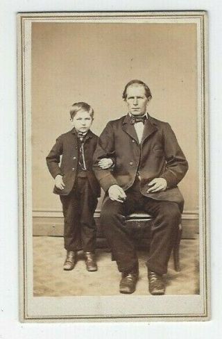 Antique Photo Cdv Father & Son By E.  H.  Clark Great Barrington Mass