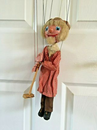 Vintage Pelham Marionette Puppet Farmer With Moving Mouth 1970s