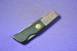 Vintage Gerber Silver Knight Pocket Knife With Green Handles By Sakai Japan