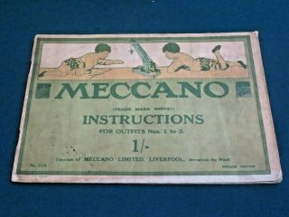 1921 Meccano Instructions For Outfits Nos.  1 - 3.