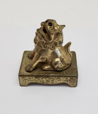 Vintage Brass Foo Dog Incense Burner 2 Pc Japan