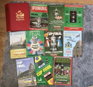 10x Vintage 1970/80’s Fa Cup Final Football Programmes,  Wembley Storage Binder