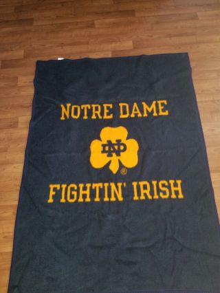 Vtg Notre Dame Fighting Irish Biederlack Fleece Blanket 52 " X72 "