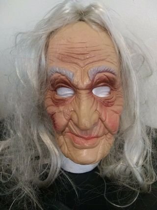 Vintage 1977 Cesar Slaughter High Mask Old Lady Wrinkles Long Hair Rarae Htf