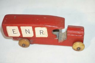 VINTAGE SMALL RED WOODEN HANDMADE SEDAN DELIVERY STYLE TRUCK OR LORRY 3