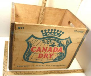 Vintage 1963 Canada Dry Advertising Wooden Crate Box Sturdy Cool Storage