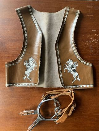 Vintage Cowboy Wester Cap Gun,  Holster,  Vest And Spurs