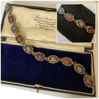 Vintage Art Deco Jewellery Micro Mosaic Floral Bracelet