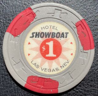 Old $1 Showboat Hotel Obsolete Casino Chip Las Vegas H&c Mold - 1967