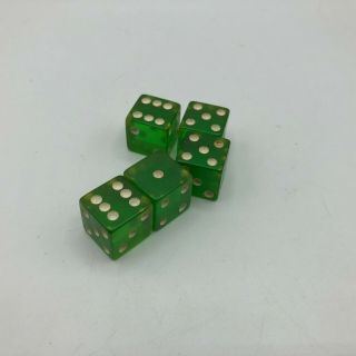 Vintage Set Of 5 Green Dice Mancave Game Night Cool Color W5