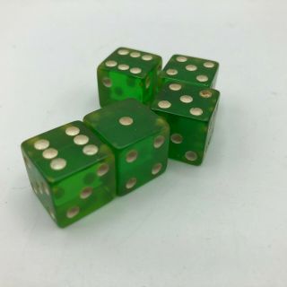Vintage Set Of 5 Green Dice Mancave Game Night Cool Color W5 2