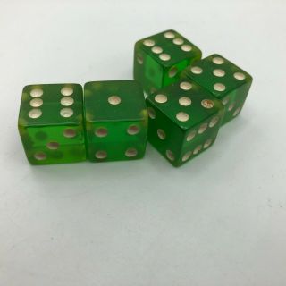 Vintage Set Of 5 Green Dice Mancave Game Night Cool Color W5 3