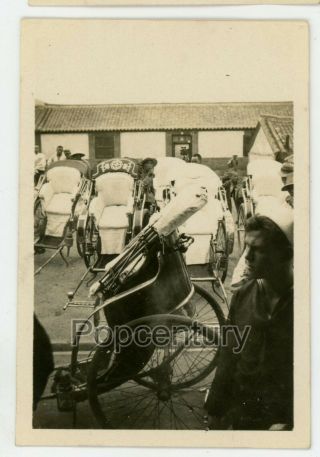 1932 China Photograph Chefoo Uss Blackhawk Tubbs Us Navy Rickshaw Photo