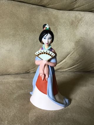 Walt Disney Vintage Mulan Princess W/fan Ceramic Porcelain Shiny Figure