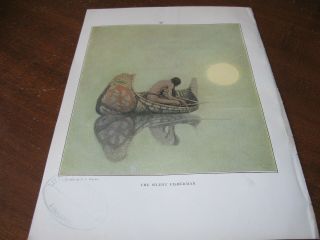 1907 Art Print - N C Wyeth Of Silent Fisherman Native American Indian In Canoe