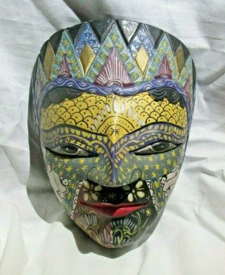 Hand Carved Albesia Wood Batik Tribal Mask Bali Indonesia Art