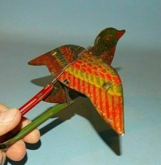 Pre War Japan Tin Litho Bird Squeeze W/ Bellows Working/chirping