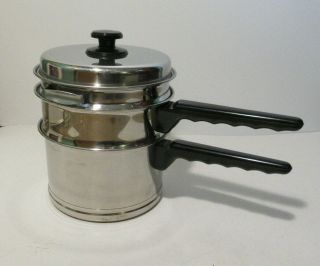 Vintage Lifetime 3 Qt.  Sauce Pan,  Double Boiler,  Insert & Lid 18/8 Stainless