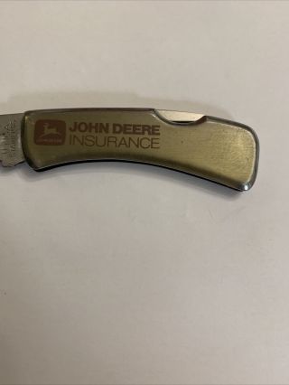 Vintage John Deere Insurance Jack Knife Utica Stainless Japan 3