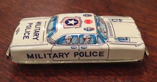 Vintage 3 1/2” Tin Litho Friction Toy Military Police Car—japan— 573