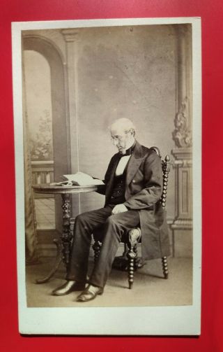 Cdv Older Man,  Spectacles,  Reading At Desk,  By Alfred Goodchild,  Redcar