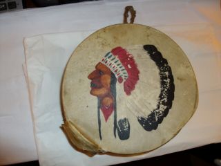 Vintage Handmade Drum Rawhide Painted Native American Indian Leather Strap