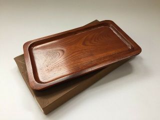 24 14 Cm Japanese Wooden Sencha Obon Tray Plate Vintage Lacquer Ware Brown V413