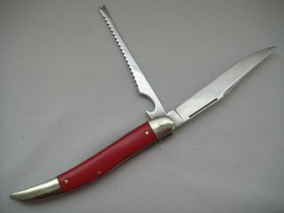 Vintage Craftsman 2 - Blade Red Handle Fishing Pocket Knife W/hook Remover