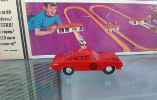 Vintage Eldon 1/32 Red Dodge Charger Slot Car & Runs