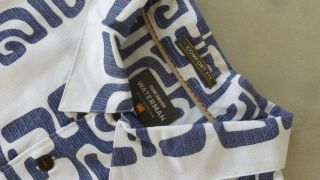 Quiksilver Waterman Hawaiian Shirt Tribal Print Blue & White Xl Confort Fit