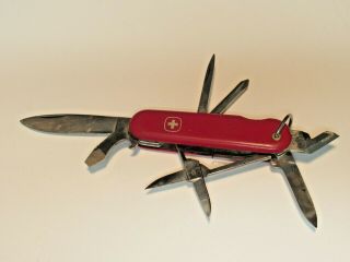 Vintage Swiss Army 9 Tool Pocket Knife Wenger Delmont Switzerland See Pictures