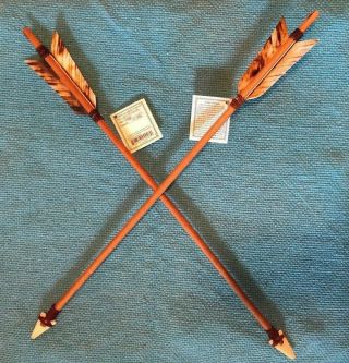 2 - Navajo Arrows 19 " Mixed Turkey Feathers - Leather - Hand Carved Arrowhead Great