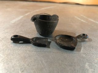 3 Vintage Black Cast Iron Mini Stove Tools