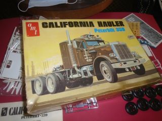 Vintage Amt California Hauler Peterbilt 359 1/25 Scale Model Truck Kit