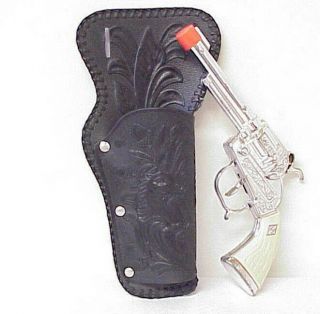 Classic Cowboy Western Cap Gun Pistol Toy With Black Western Holster Combo