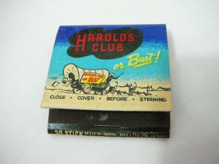 Vintage 1950 ' s Full Feature Matchbook Harolds Club or Bust Reno,  NV Unstruck C6 2