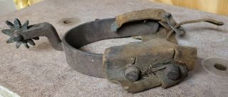 Very Old Vintage Western Antique Cowboy Spur With Leather