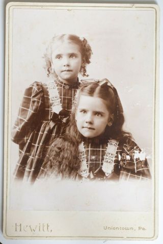 Vintage Cabinet Card Of Two Sisters In Matching Dresses