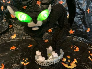 Vintage Gemmy Halloween Black Fraidy Scaredy Cat Meows & Sings 2