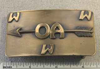Vintage Order Of The Arrow Oa Solid Brass Belt Buckle Lodge Boy Scout Bsa Camp
