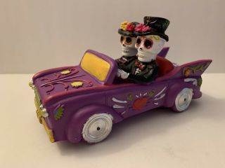 Day Of The Dead - Dia De Los Muertos - Calavera Sugar Skull Couple Car Figure