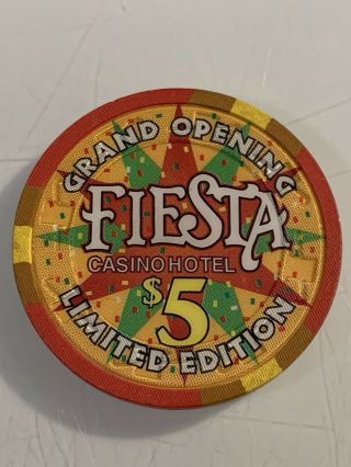 Fiesta Grand Opening $5 Casino Chip Las Vegas Nevada 3.  99