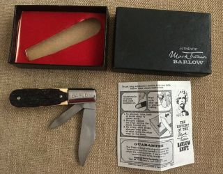 Vintage Imperial Barlow Mark Twain Two Blade Folding Pocket Knife Paper & Box