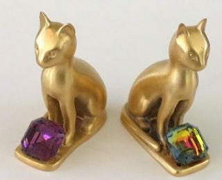 Set Of 2 Mini Jeweled Bastet Cat Goddess Of The Home & Joy Egypt Figurines Fmnh