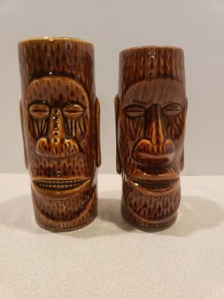 Orchids Of Hawaii Easter Island Moai Tiki Mugs Japan Taiwan Vintage R - 72