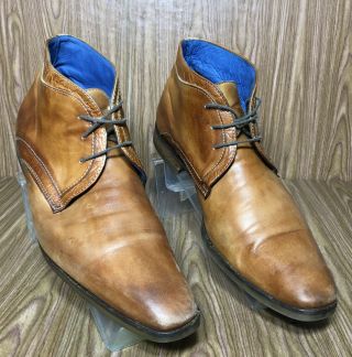 Manfield Men ' s Italian Leather Ankle Boots Vintage Dark Tan EU 44 US 11 3