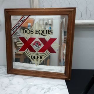 Dos Equis Xx Imported Beer Mirror In A Picture Frame Decorative Vintage 17 Inch