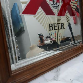 Dos Equis XX Imported Beer Mirror In A Picture Frame Decorative Vintage 17 inch 2